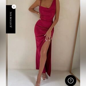 Berry Ruched Cowl Maxi Dress
US 6